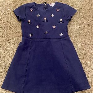 J crew crewcuts size 4T jeweled floral dress navy blue